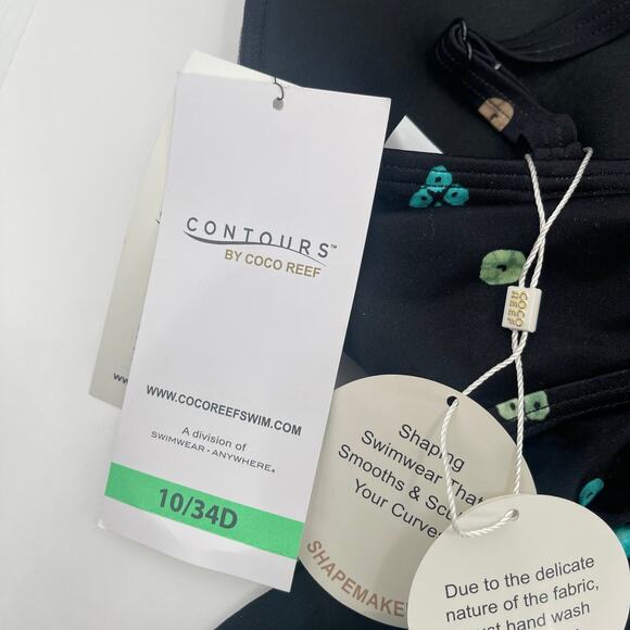 CONTOURS BY COCO REEF Tankini Top Size 10/34D NWT Black Underwire Shapemaker - Picture 7 of 16